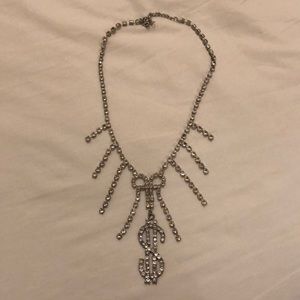 Dollar sign $ rhinestone necklace